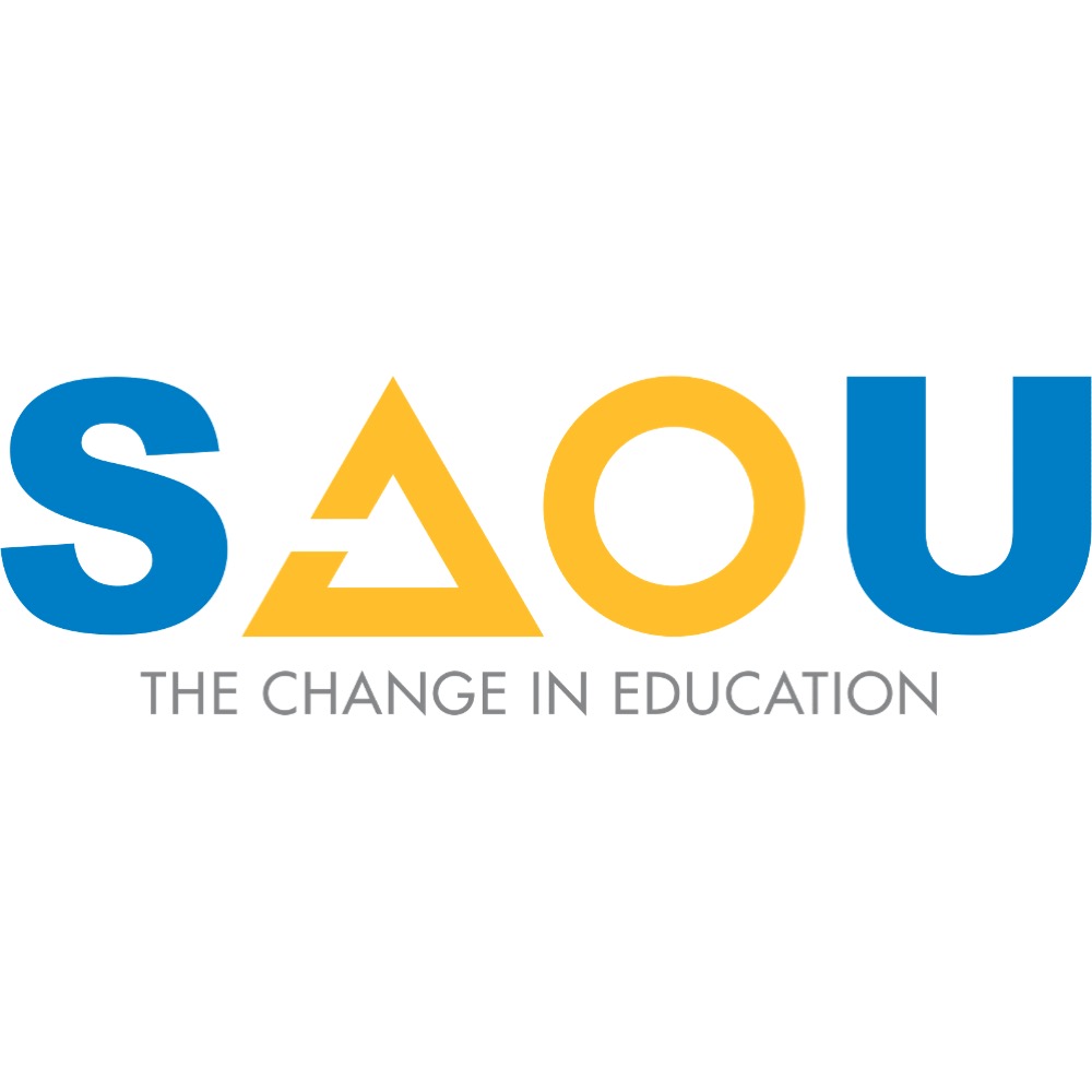 SAOU logo in blue and yellow letters with the slogan 'The Change in Education' beneath it.